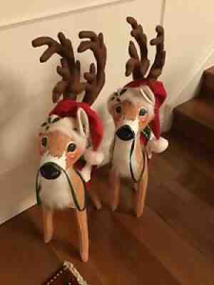 ANNALEE 2 Large REINDEERS 2005 Brown 32â? Christmas