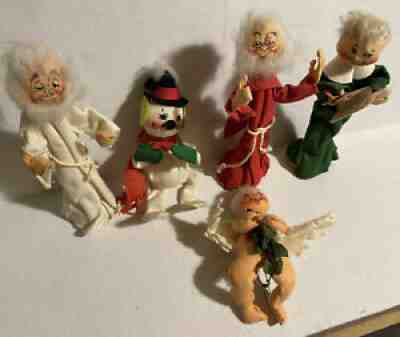 Vintage Annalee Doll Lot Christmas Winter Snowman Angel Carolers Monk Etc