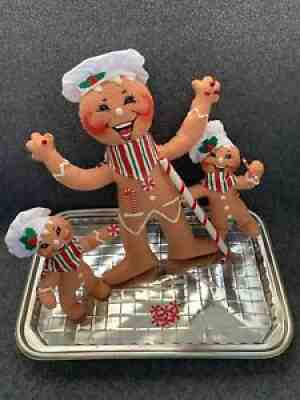 Annalee Doll 9" Ginger Fun Gingerbread Men Trio Holiday Christmas Chef Cook 2006