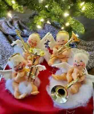 Vintage 1981 & 1982 Annalee Cherub Orchestra 5â? Angels w/ Instruments - Set of 4