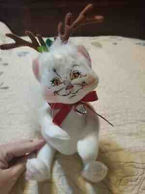 Annalee 10 Inch Chrismas Cat Kitten w/ Reindeer Antlers 2008
