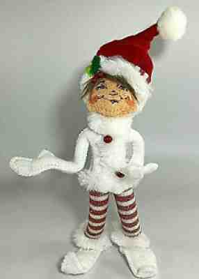 Annalee 5â? White Shimmermint Elf in Red Striped Leggings Doll 2011 ~ #500211
