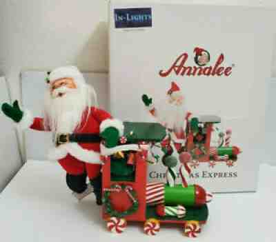 ANNALEE Christmas Express Santa Figurine Lights Decoration Candy Train 9.5" Tall