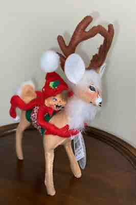 NWT Annalee 8 Inch - Limited Edition Holiday Hugs Boy on Deer 108/500 Dated 2016