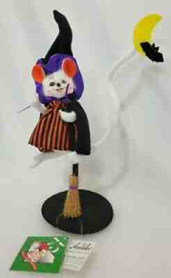 Rare Annalee Halloween Flying Witch Mouse with Broom 10" Excellent with Tags