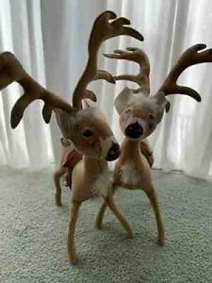 2 Vntage 1994 Annalee Mobilitee Reindeer 26 ?Christmas Doll Bells