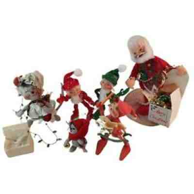Lot of 6 Annalee Christmas Dolls & Ornament Santa Elves Mouse & More