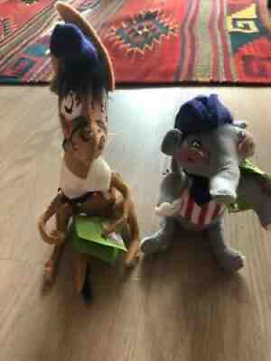 Annalee Vintage 1976 Democratic Republican Elephant/Donkey handcrafted dolls