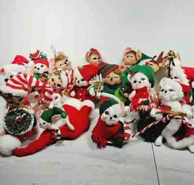 AnnaLee Christmas Mice Mouse Lot of 16 2005-2008 Peppermint Santa Suit Red White