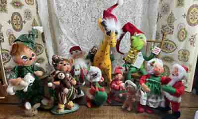 Annalee Dolls Vintage Holidays Christmas Collection Lot 10 PCs 1963-2007 Nice