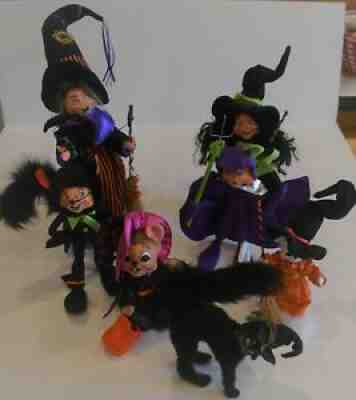 Lot of 7 Annalee Halloween Witch Cat Vampire Elf Mouse 2008-2014
