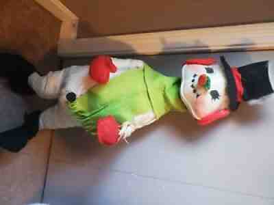 Vintage Annalee Christmas Winter doll 30" Snowman holding a bird