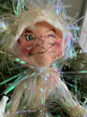 RARE White Frosty Winter Tinsel Elf Annalee Doll 1994 Christmas & New Years