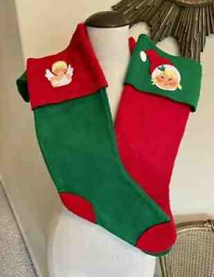 ANNALEE Set of 2 Christmas Stockings Elf and Angel 2010 RARE