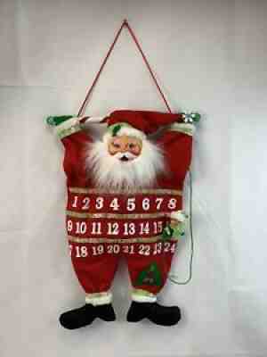 2012 Annalee Christmas hanging 23" Santa Claus Advent Calendar w. 4" elf marker