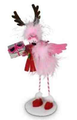 ANNALEE NEW 10"Pink Whimsy Flamingo w/Reindeer Antlers Â 2020 Sold Out Adorable
