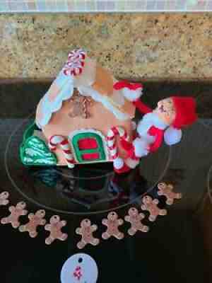 Vintage Christmas Annalee Elf with Gingerbread House
