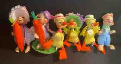 ANNALEE VINTAGE DOLLS-LOT OF 6-RABBITS AND CHICKS