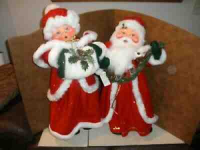Beautiful Large 30" Annalee Mobilitee Santa & Mrs. Claus Figures w/tags, MINT