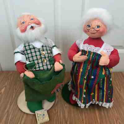 Vintage Annalee 18" Mr. Santa Claus/Mrs. Christmas Cheer with Stands NEW Tags