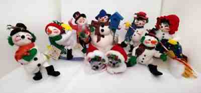 Annalee Dolls Christmas Lot of 9 with Tags - Snowmen, Mice, Santa