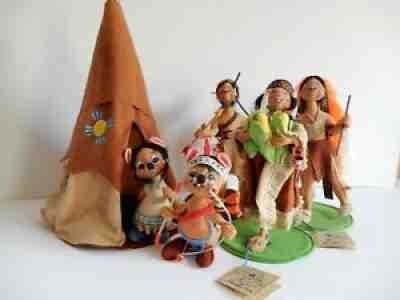 Annalee Dolls Native American Indian Father, Mother, Big Brother, brother/sister