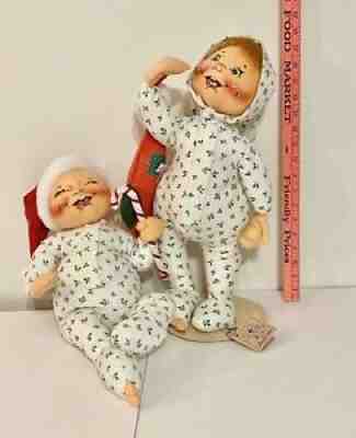 18â? Vintage Annalee Dolls. Christmas Babies in Pjs- Pajamas Layette- 1990 / 1991
