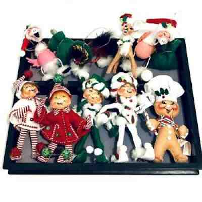 9 Annalee Christmas Ornaments Flamingo Santa Pixie Dolls Elves Chef 2005 - 2013