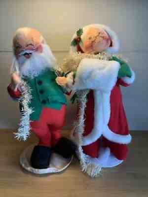Pair Large 18 Inch Anna Lee Mr. And Mrs. Claus Christmas Figures Dolls