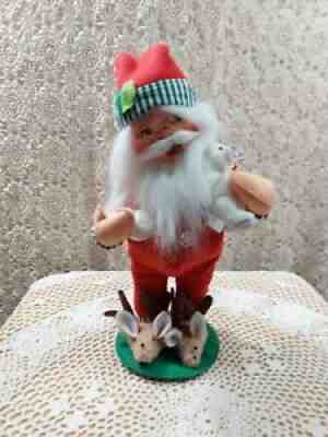 Christmas Annalee mobilitee. 13" Bedtime Santa w/Reindeer slippers & teddy bear.