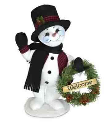 ANNALEE 15" DOLL "WINTER WOODS SNOWMAN" WREATH #560221 * NEW * FREE SHIPPING