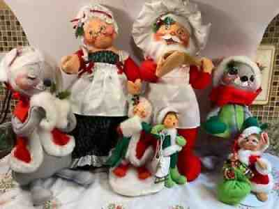 AnnaLee Chef Santa Mouse Ice Skate Elf Mrs Claus Christmas Lot of 7 coat muff