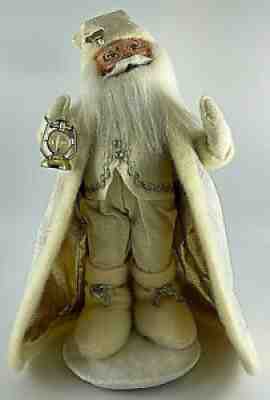 Annalee 9â? Elegant Santa in Ivory & Gold Outfit with Lantern Doll 2013 ~ #400713