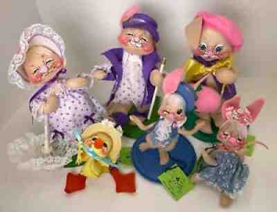 *GROUP OF 6* Annalee Dolls Easter Cute Bunnies and Duckling all with Tags