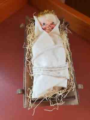 EUC 5" Baby Jesus in Manger Annalee Doll, 1993, Nativity, Christmas**