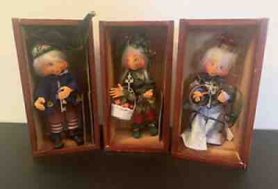 Lot of 3 Annalee Christmas Thimbles Dolls - Laurel, Pitch, Bundles - Boxes, Tags