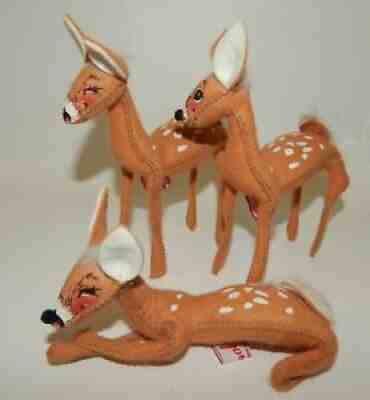 Annalee Christmas Doll Reindeer Fawn Deer - Set of 3