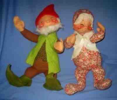 Lot 2 Large 20" Annalee Christmas Gnome/Pixie Elf Boy W/Beard & Girl Bendable!