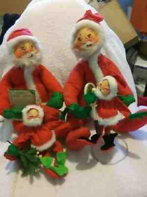 Lot of 4 vintage 1971 Annalee Mobiltee Santa Claus dolls