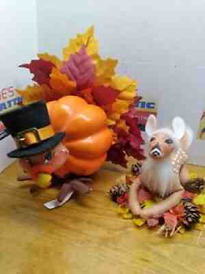 Annalee FALL Thanksgiving 2005 TURKEY WITH PILGRIM HAT +2007 DEAR FAWN DOE lot