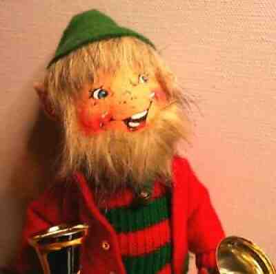 Annalee Christmas 9" Bearded Bell Ringer Elf Doll w/ Jingle Bells 2004 RARE!