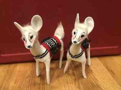ANNALEE CHRISTMAS WHITE CLASSY DOE 8" TALL BLANKET PINE CONES BRAND 2014 Pair