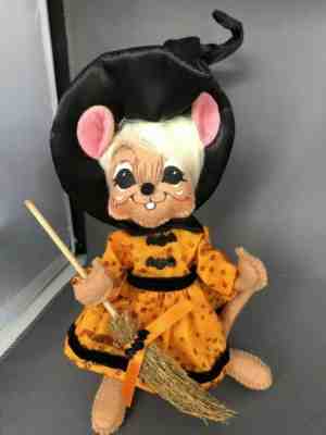 LOT of 2 ANNALEE HALLOWEEN 6" WITCH MOUSE W/BROOM & GHOSTLY WARLOCK MOUSE