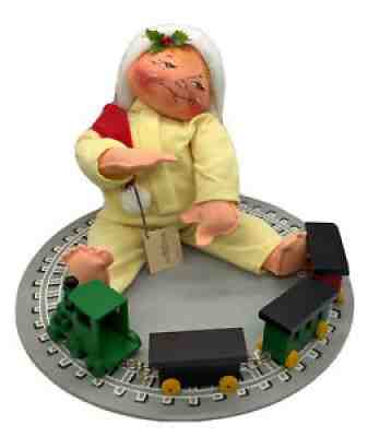 Annalee Mobilitee Doll 5702 Christmas Morning with Train Child Baby Sitting 1990