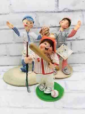 Annalee Doll Baseball 1993 Batter Player Bat 10" Tri Lot Take Grounds Pitcher
