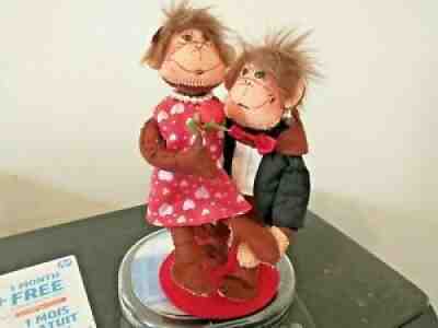 RARE 2011 ANNALEE 2 VALENTINES DAY MONKEY FRED ASTAIRE-GINGER ROGERS 7 INCH-HTF