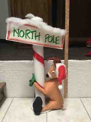 AnnaLee Mobilitee Doll Christmas Reindeer With North Pole Sign Large RARE!!!