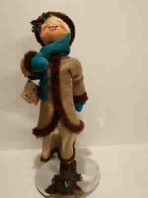 Rare 1993 Annalee Toy Doll Lrg 18" Winter Victorian Ice Skaters Woman #5477