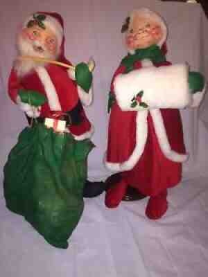 Vintage AnnaLee Large Santa & Mrs Claus 30" Tall with bases