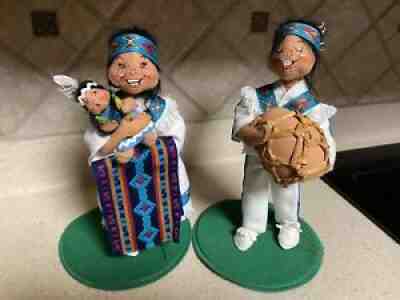 Annalee 10" 1998 White Eagle & Desert Bloom Indian Dolls *RARE*